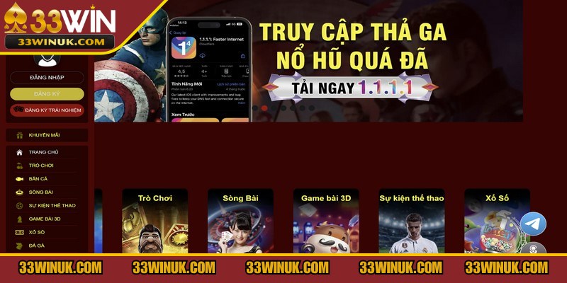 Truy cập vào website chính thức của sân chơi cá cược trực tuyến 33Win